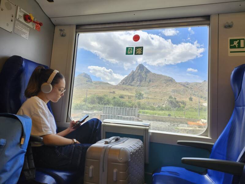On board the Regionale through central Sicily.