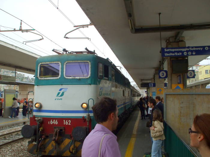 Italian passenger train at Roma Termini.