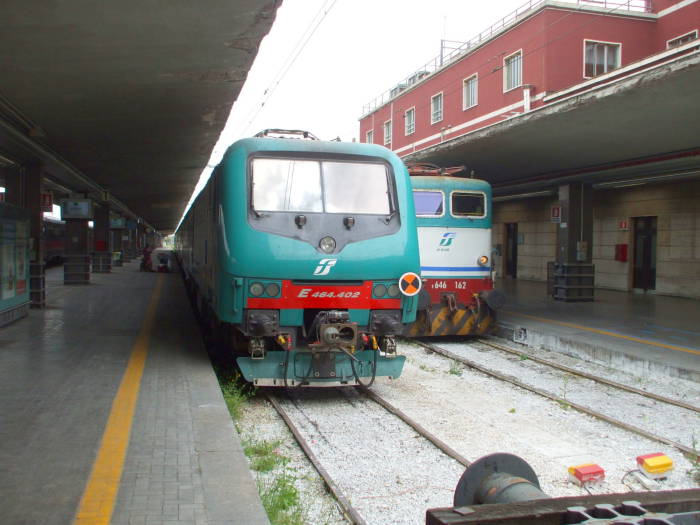 Italian passenger train at Roma Termini.