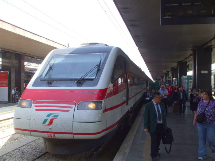 Italian passenger train at Roma Termini.