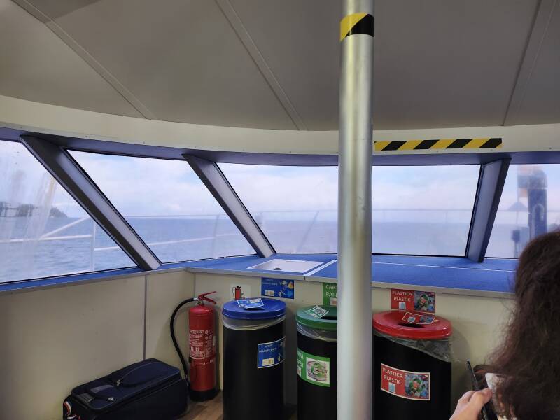 View forward from passenger cabin on board SWATH from Milazzo to Vulcano.