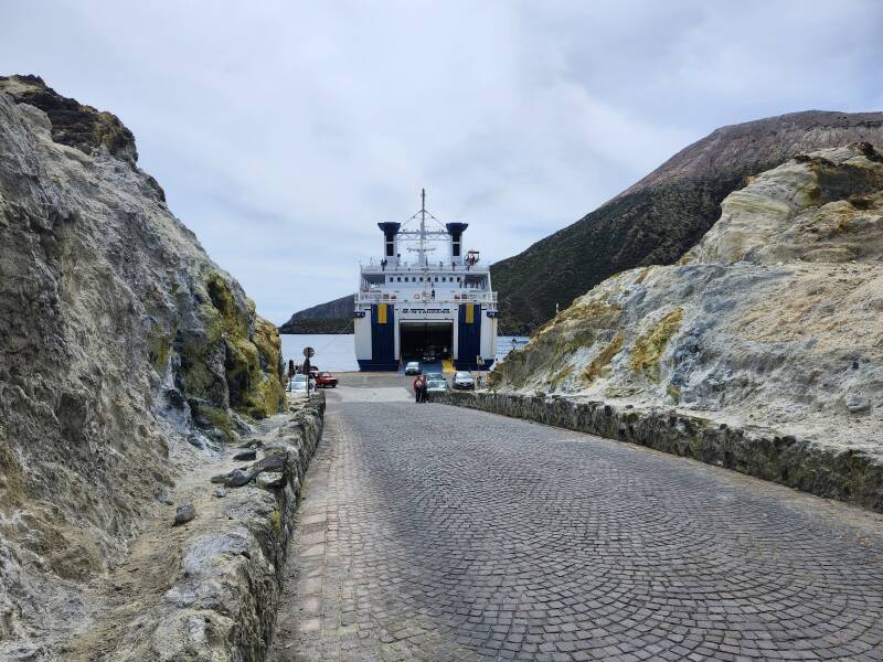 Medium-sized ro-ro ferry at the port, Siremar lines M/N Laurana.