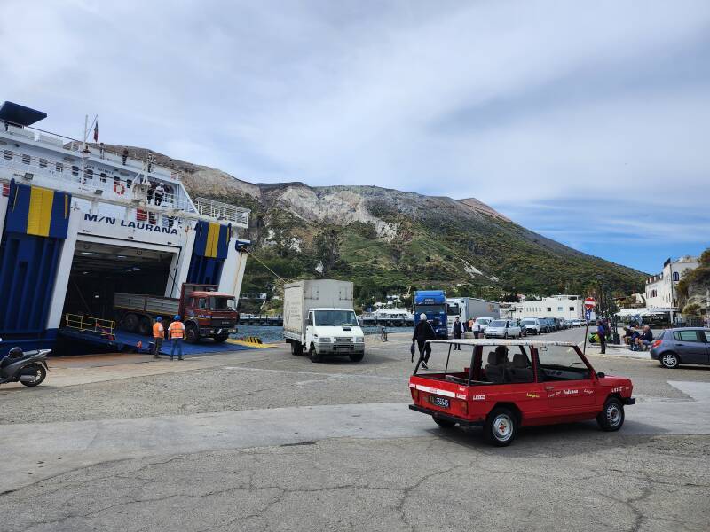Medium-sized ro-ro ferry at the port, Siremar lines M/N Laurana.