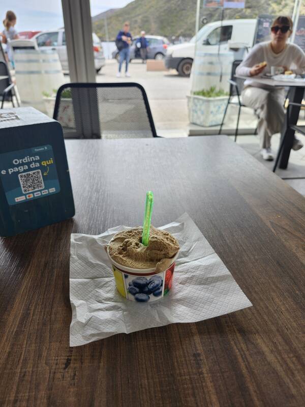 Coffee gelato on Vulcano.