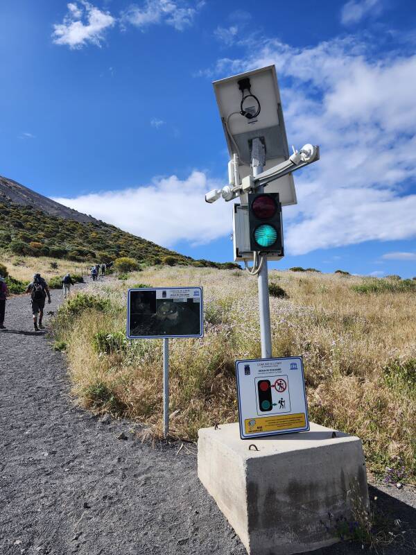 GO/DON'T signal to would-be ascenders of La Fossa.