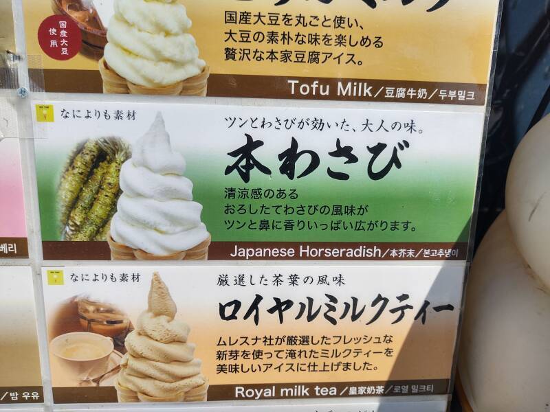 Wasabi ice cream at Tsuruga Castle in Aizu-Wakamatsu.
