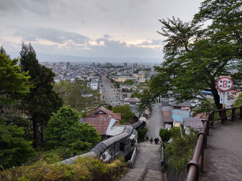 View out over Aizu-Wakamatsu from close to the Byakkotai grave area.