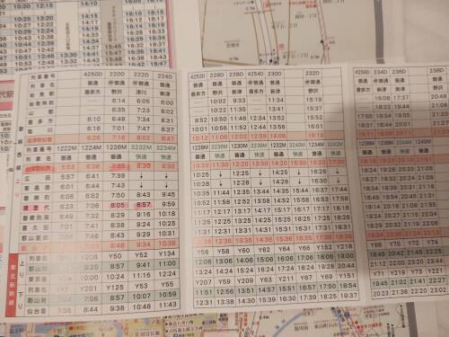 Train schedule for the Aizu-Wakamatsu and Mount Bandai area.