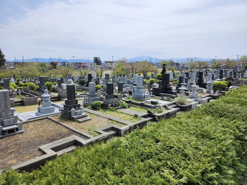 Buddhist tombstones and memorials in Sannai Cemetery.