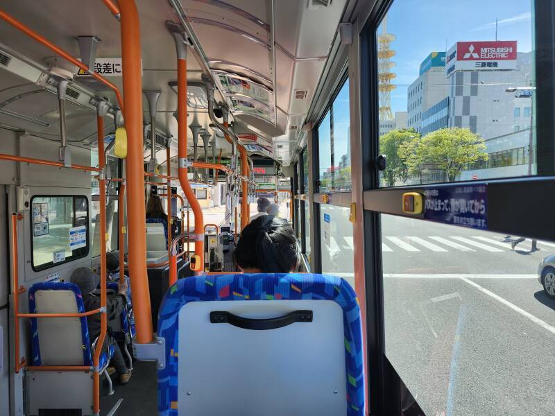 Riding the E10 bus from central Aomori to the Seiryū-ji temple complex.