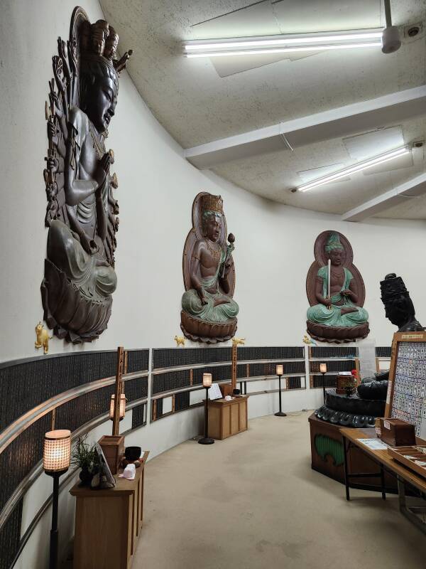 Chamber at ground level beneath the Daibutsu with illustrations of the six paths of reincarnation.