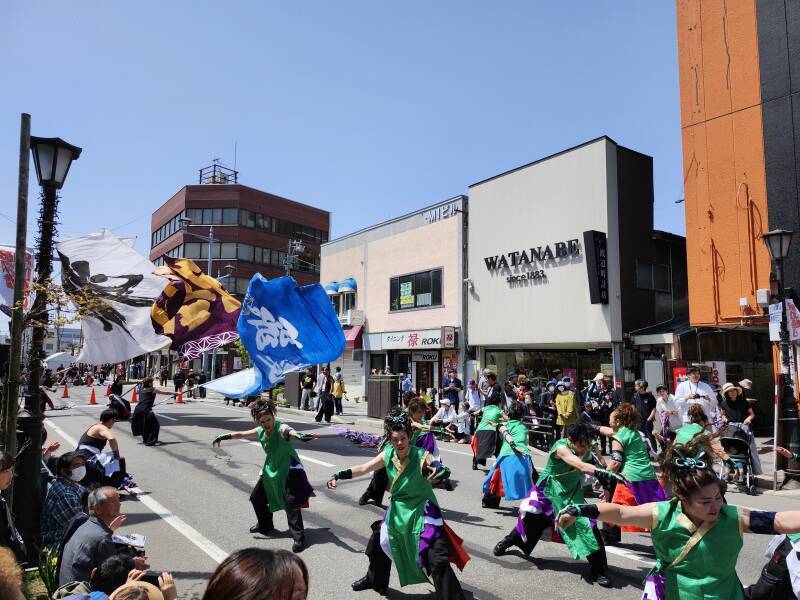 Colorful dancers at the Spring Festival in Aomori.