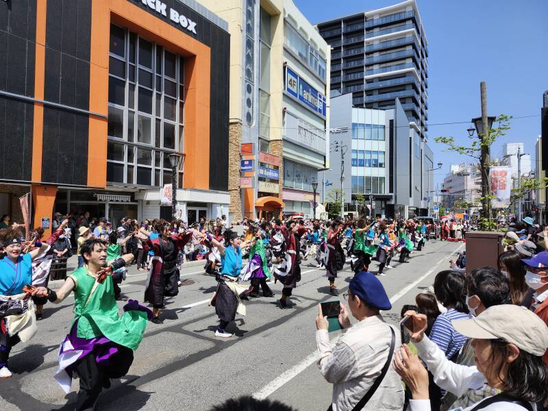 Colorful dancers at the Spring Festival in Aomori.