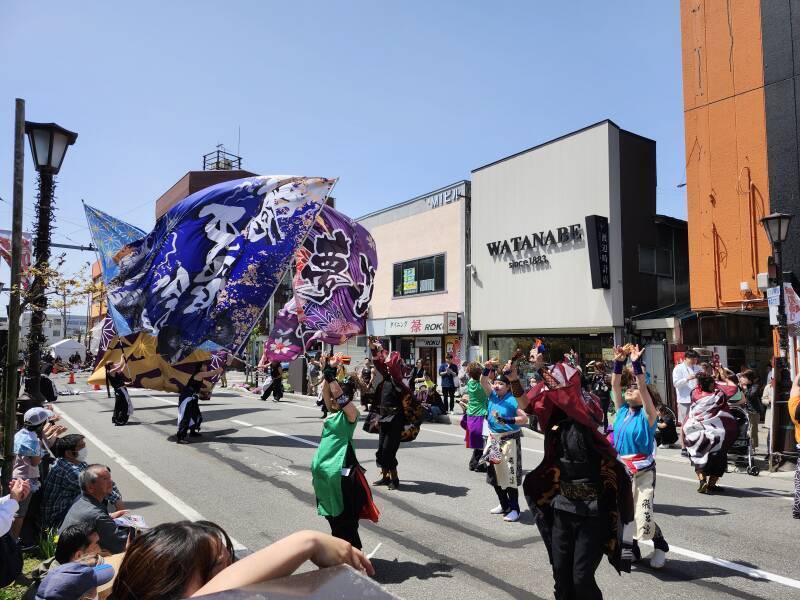 Colorful dancers at the Spring Festival in Aomori.