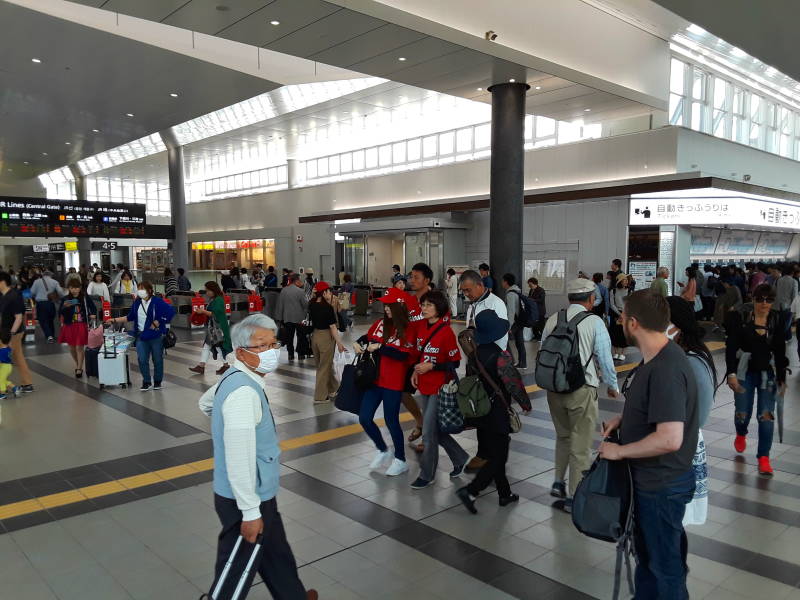 Inside the Hiroshima station.