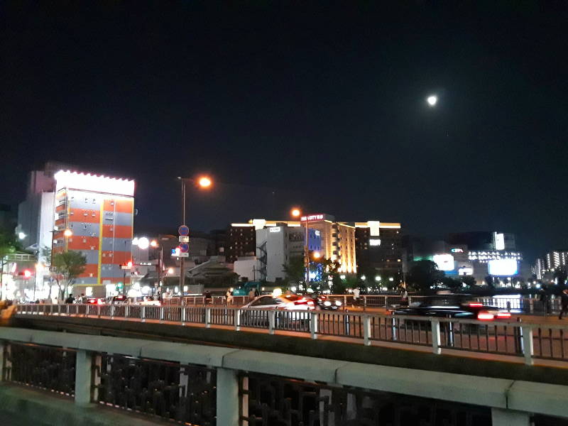 Walking back to the hostel from the yatai or ramen stands in Fukuoka.