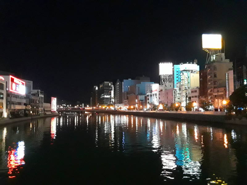 Walking back to the hostel from the yatai or ramen stands in Fukuoka.