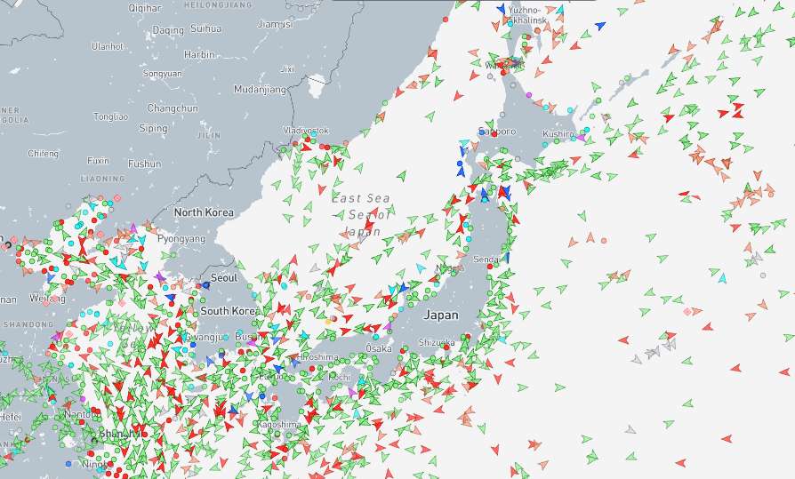 Screenshot of marinetraffic.com.