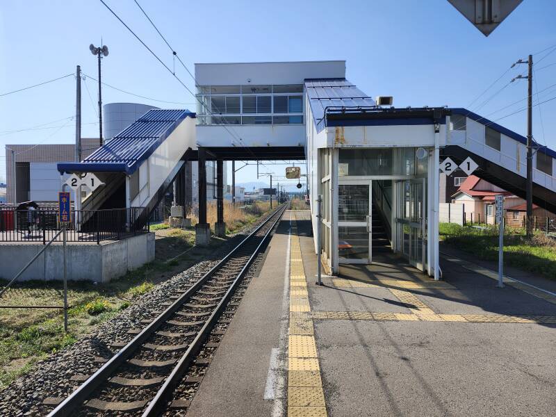 On the platform at Nanaehama Station waiting for my train.