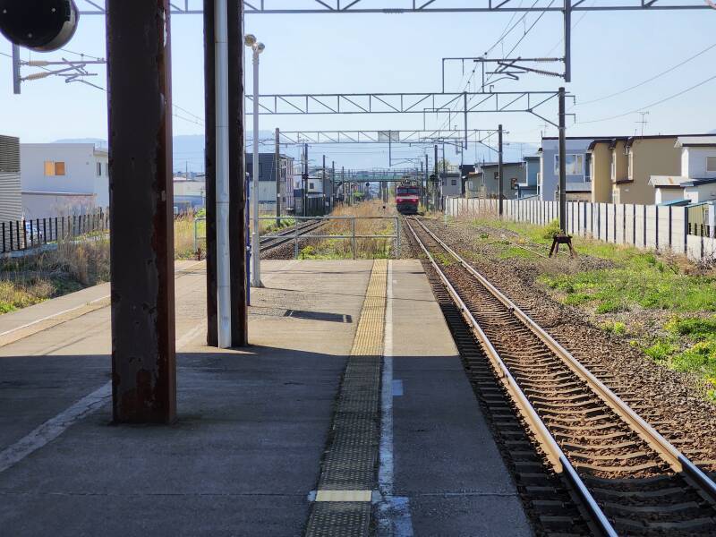 On the platform at Nanaehama Station waiting for my train.