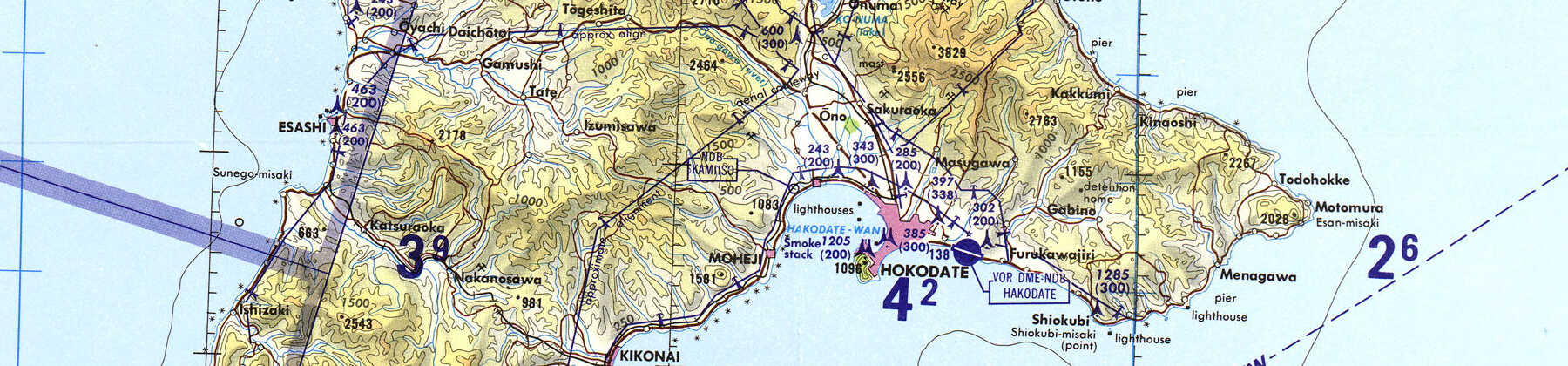 TPC F-10C showing Hakodate on the south coast of Hokkaidō