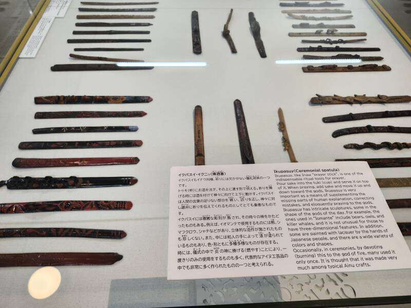 Ceremonial spatulas, used in Ainu rituals.