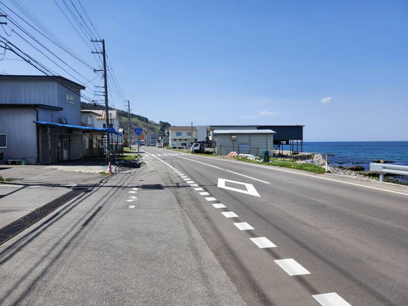 View northwest on Highway 278, the coast road.