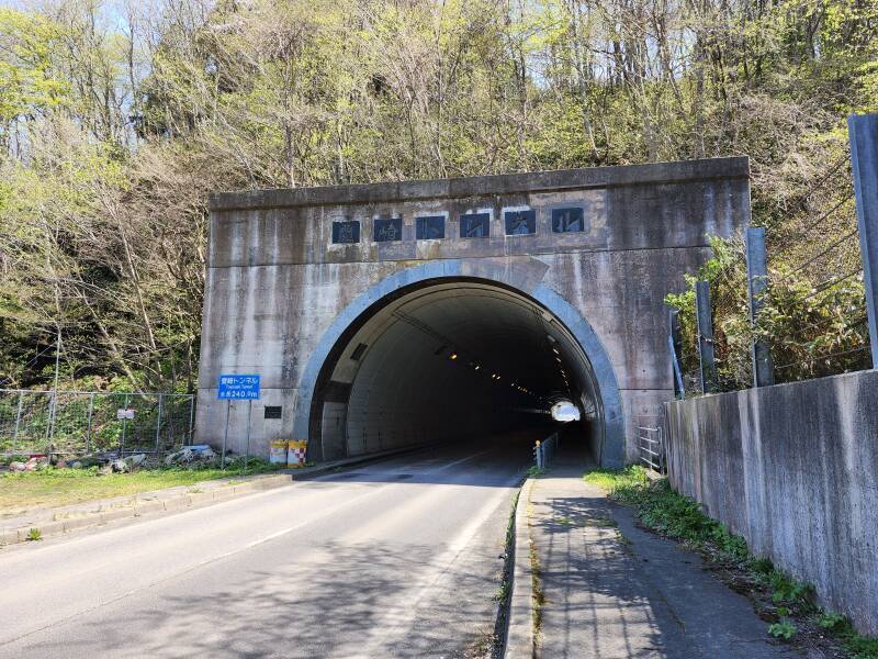 The coast road disappears into a tunnel.