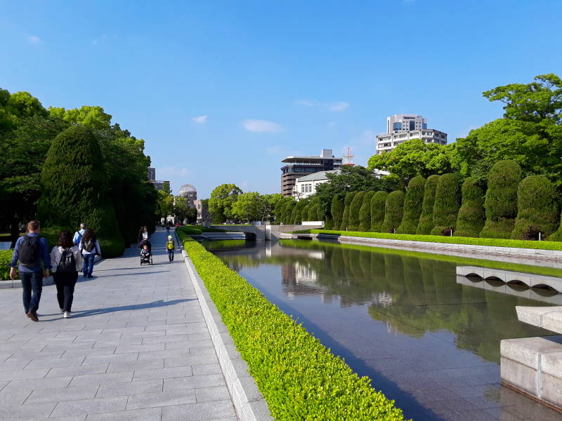 Pond of Peace at the Hiroshima Peace Memorial Park.