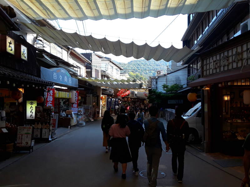 Cafés and shops on Miyajima.