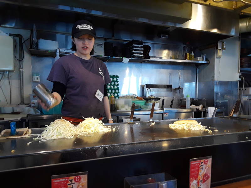 Okonomiyaki grill in Hiroshima.