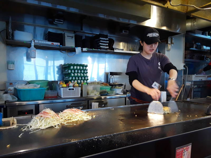 Okonomiyaki grill in Hiroshima.