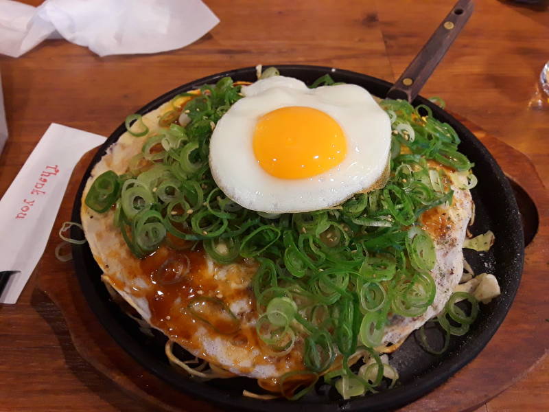 Okonomiyaki grill in Hiroshima.