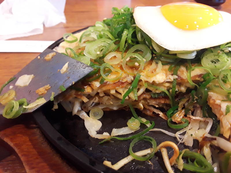 Okonomiyaki grill in Hiroshima.