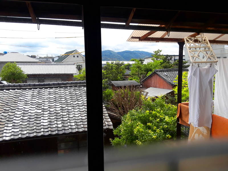 Views of mountains and the garden at the ryokan.
