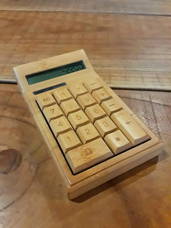 Wooden calculator.