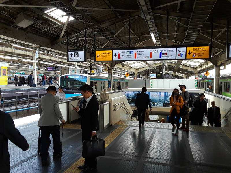 Arriving at Tōkyō Station.