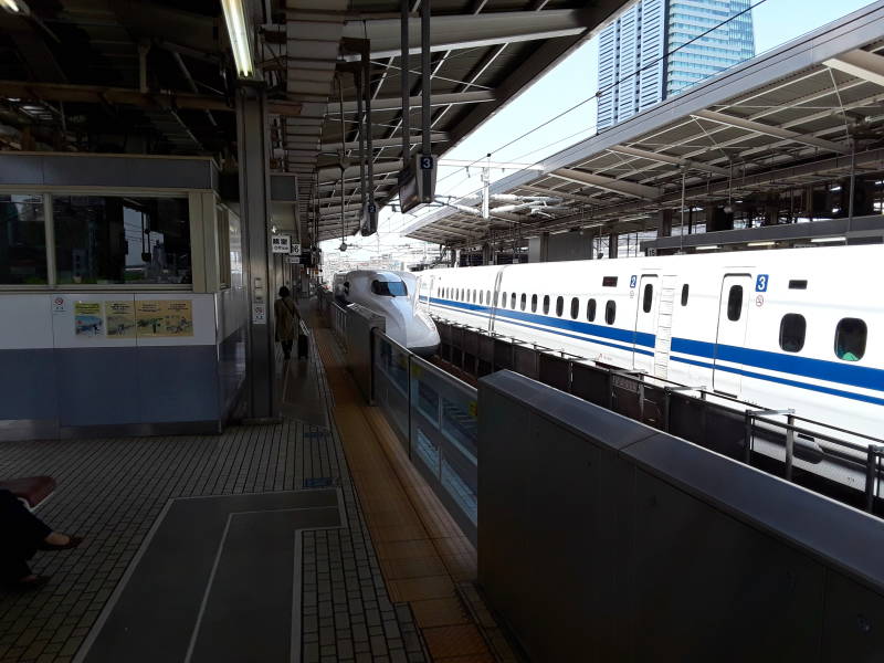 N700 Shinkansen trains at Nagoya Station.