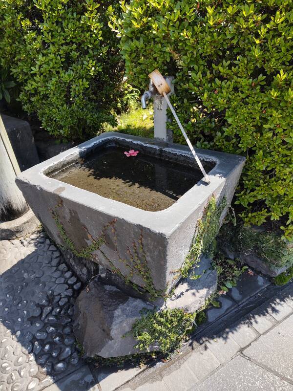 Fountain for ritual ablutions at a small Shintō shrine.