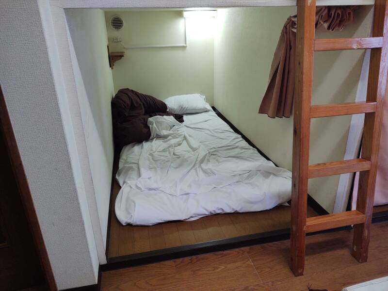 My sleeping pod in the Green Guesthouse in Kagoshima