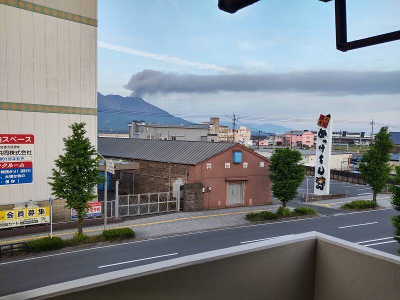 View of the Sakurajima volcano from my room in the Green Guesthouse in Kagoshima