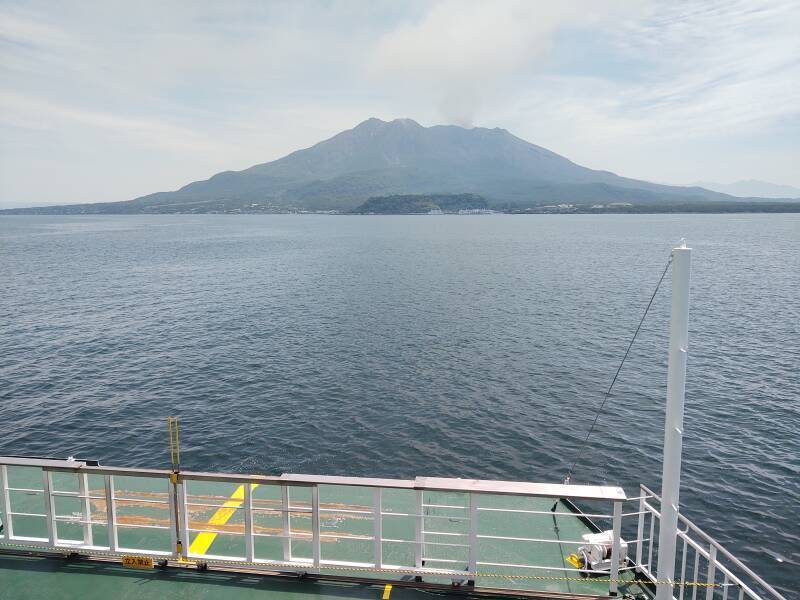 Crossing the bay to Sakurajima volcano.