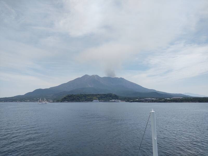 Crossing the bay to Sakurajima volcano.