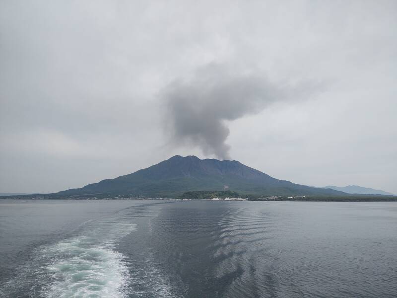 Returning across the bay from Sakurajima volcano to Kagoshima city