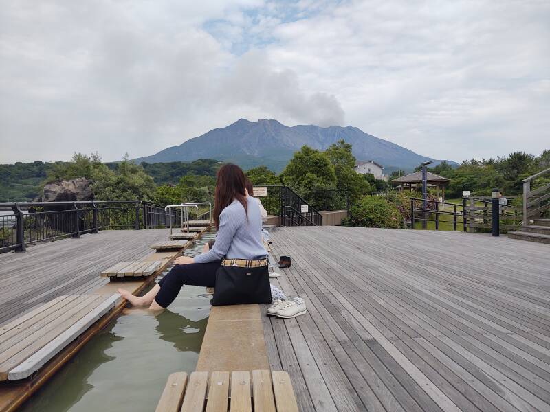 Onsen fed by hot springs at Sakurajima.