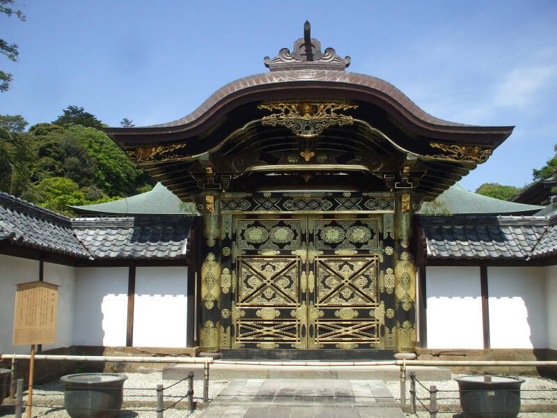 Elaborate gate at Zen Buddhist temple Kenchō-ji at Yamanouchi near Kamakura.
