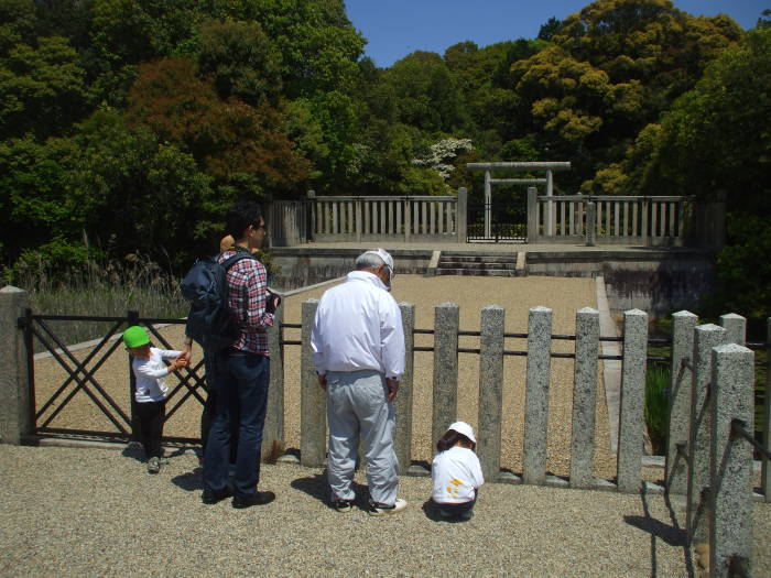 Kofun or burial mound of Princess then Empress Iwa-no-hime near Nara, Japan