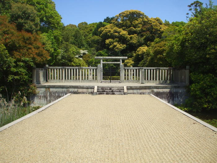 Kofun or burial mound of Princess then Empress Iwa-no-hime near Nara, Japan