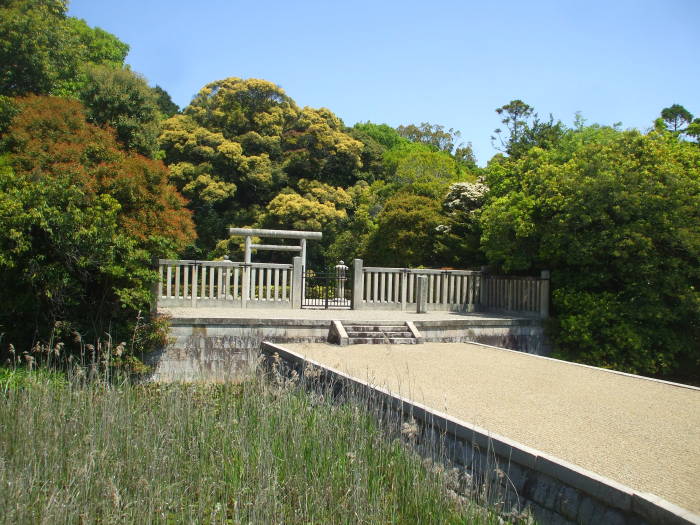 Kofun or burial mound of Princess then Empress Iwa-no-hime near Nara, Japan