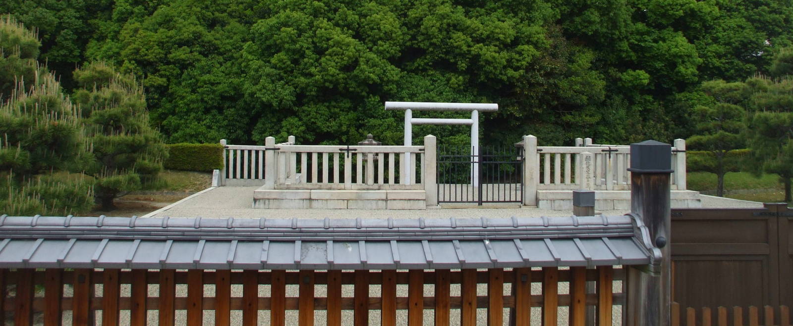Torii at Mausoleum of Emperor Kaika, a kofun in Nara, Japan